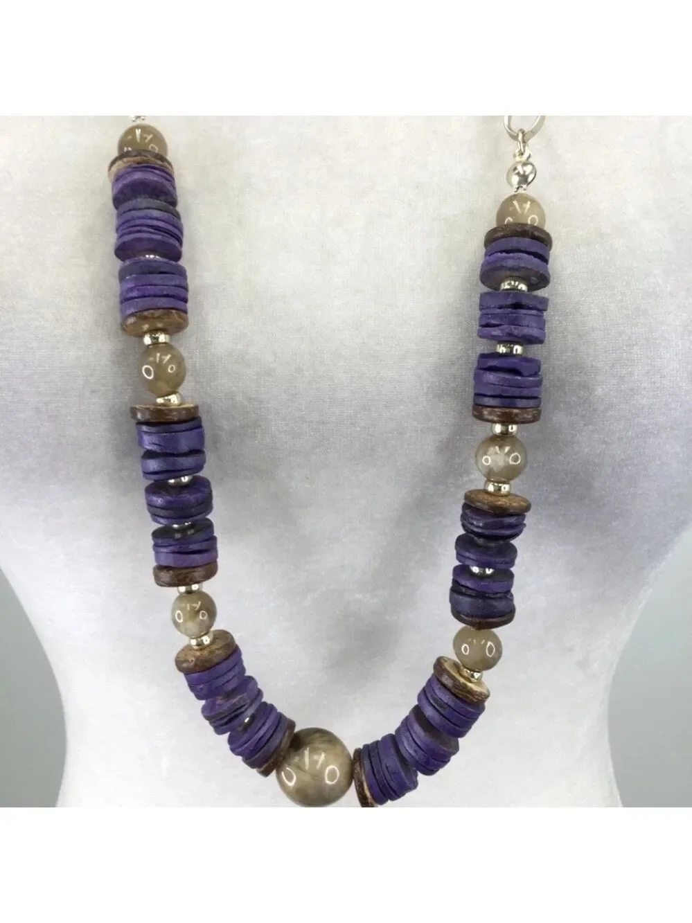 Chico's Goldtone Purple Beaded Long Necklace